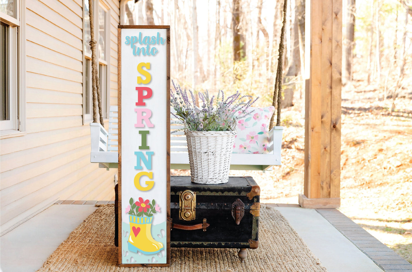 spring porch sign SVG, spring porch leaner, Rain boots welcome sign, spring decor, wellies vertical sign SVG, Glowforge Svg, laser cut file