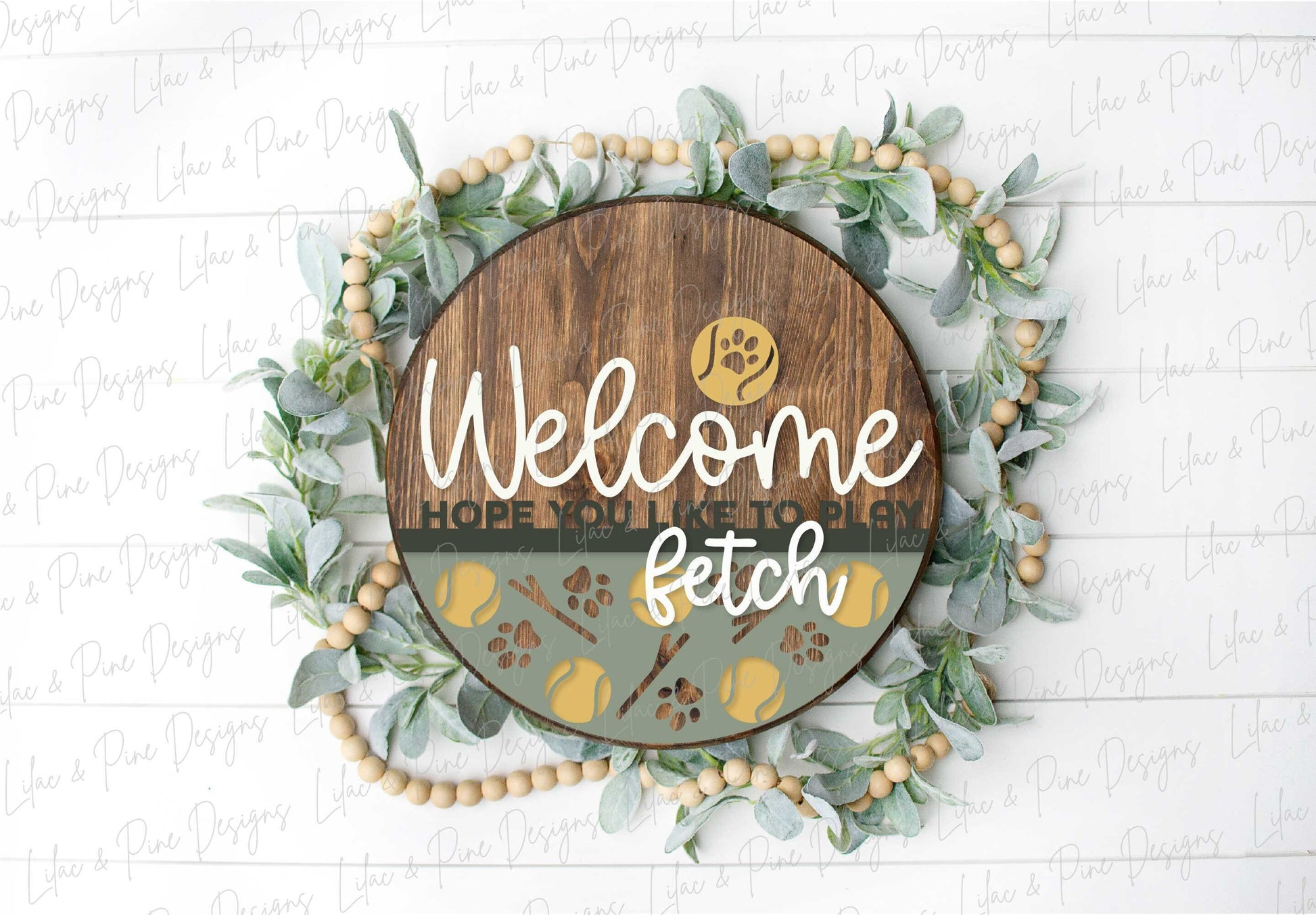 Hope you like dogs sign, Dog lover welcome sign SVG, fetch door hanger svg, front door decor, round wood sign, Glowforge Svg, laser cut file