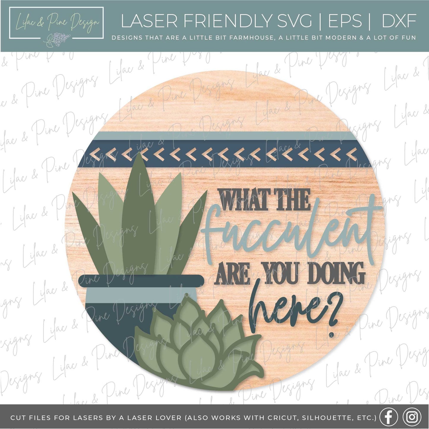 Funny Succulent sign, Plant lover welcome sign SVG, Snarky door hanger svg, Sarcastic round sign, boho svg, Glowforge Svg, laser cut file