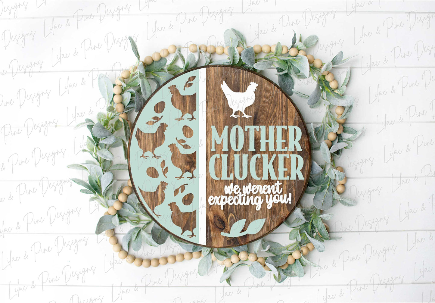 Funny Chicken sign, Chicken welcome sign SVG, Mother Clucker door hanger svg, Snarky round wood sign, Glowforge Svg, laser cut file