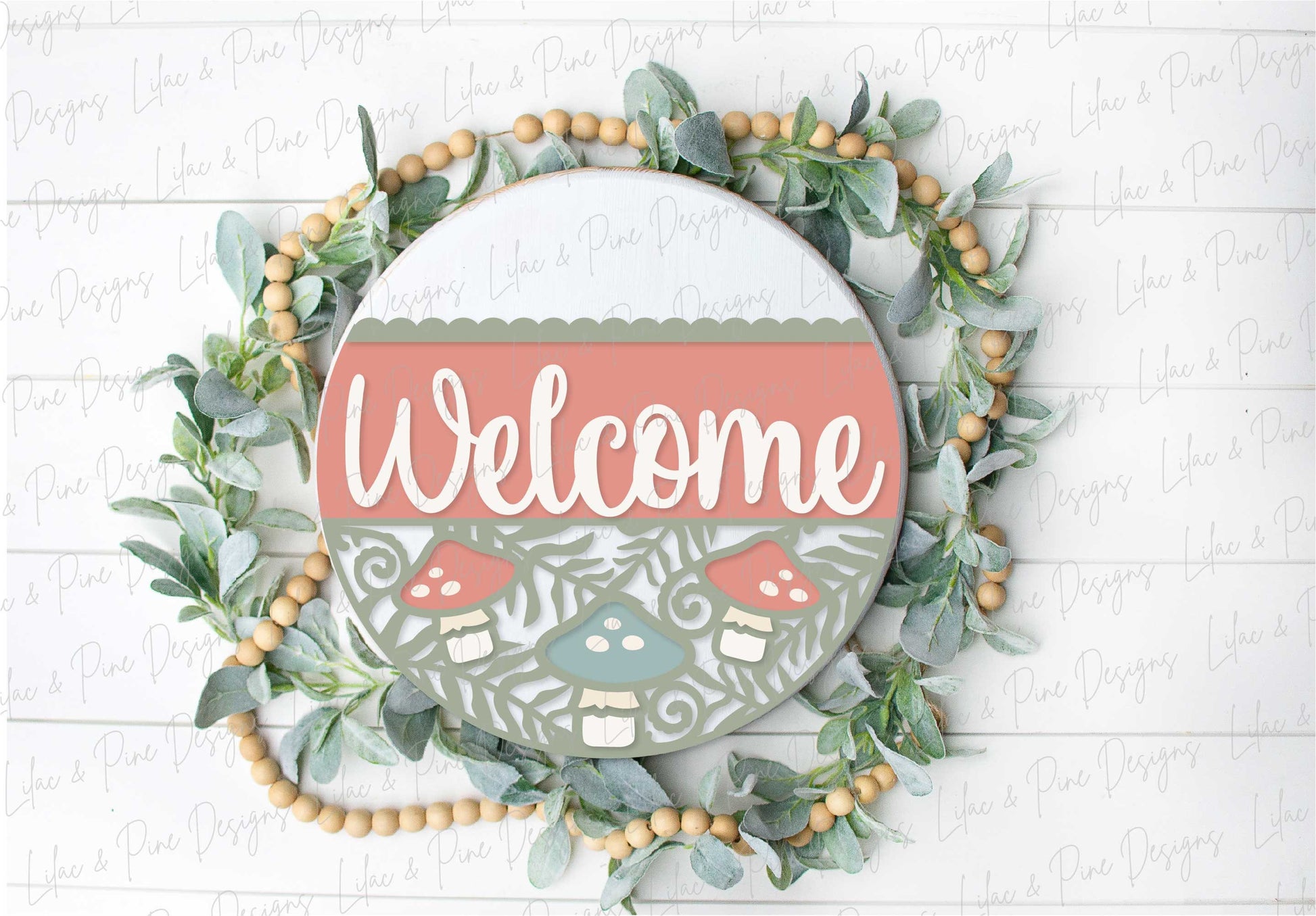 Mushroom door hanger SVG, woodland welcome sign SVG, Forest round sign svg, porch sign, mushroom decor, Glowforge cut file, laser SVG file