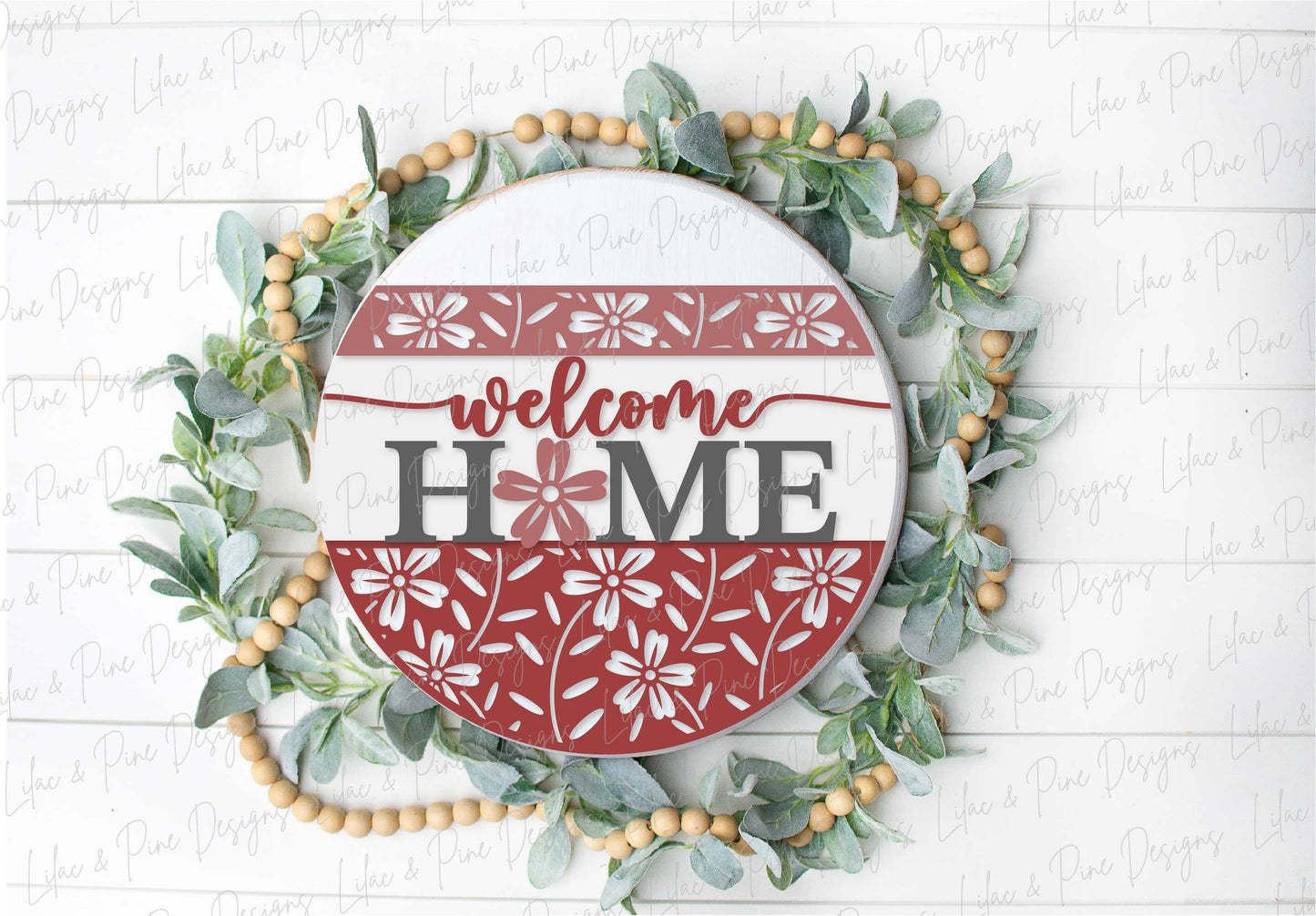 welcome home sign, floral welcome sign SVG, flower door hanger svg, round sign, summer svg, spring svg, Glowforge Svg, laser cut file