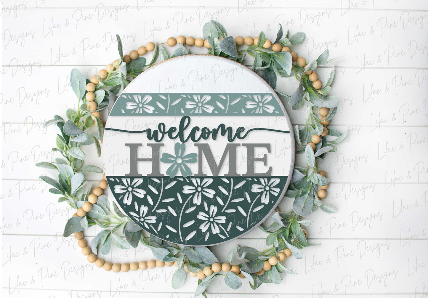 welcome home sign, floral welcome sign SVG, flower door hanger svg, round sign, summer svg, spring svg, Glowforge Svg, laser cut file
