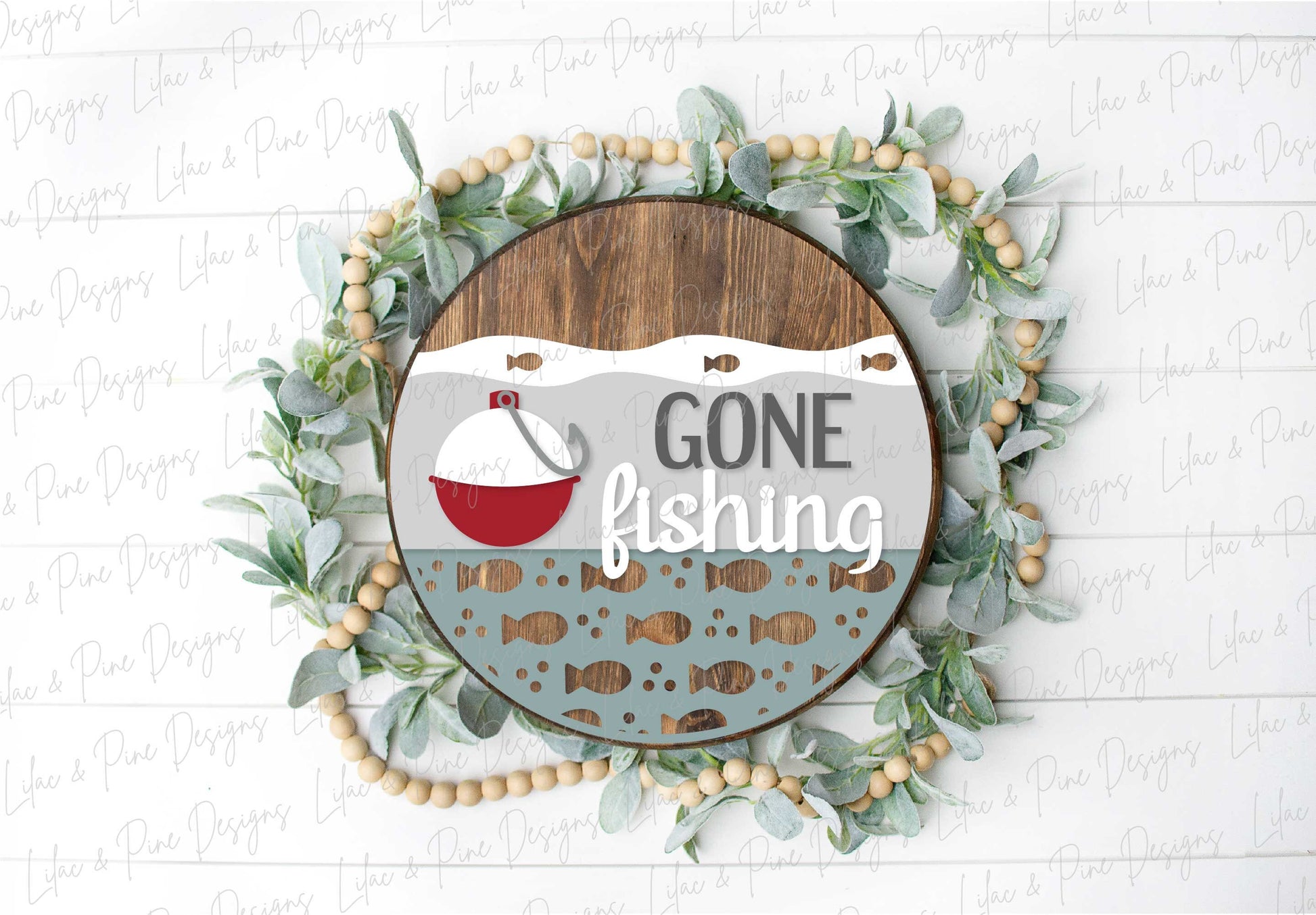 Gone Fishing sign, Fishing lure door hanger SVG, Summer Welcome sign, hook and bobber svg, lake house decor, Glowforge SVG, laser cut file