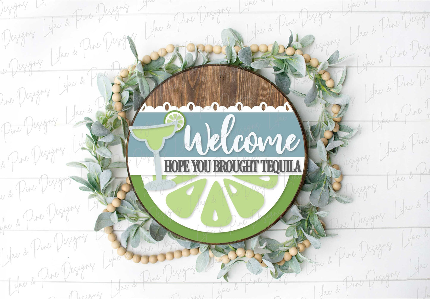 Hope you Brought Tequila sign, Margarita welcome sign SVG, Girls Night door hanger svg, Funny round wood sign, Glowforge Svg, laser cut file