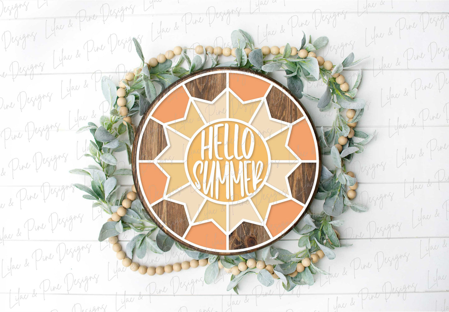 Hello Summer sign, Sunshine door hanger SVG, Summer Welcome sign, Summer Quilt round sign svg, summer decor, Glowforge SVG, laser cut file