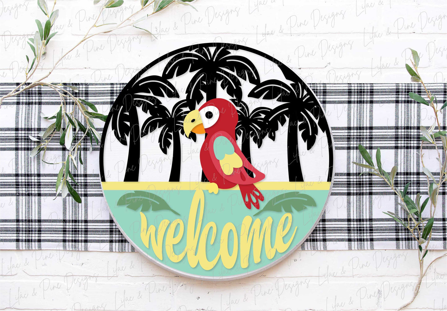 parrot welcome sign SVG, summer door hanger SVG, tropical decor svg, laser welcome sign svg, summer sign svg, Glowforge SVG, laser cut file