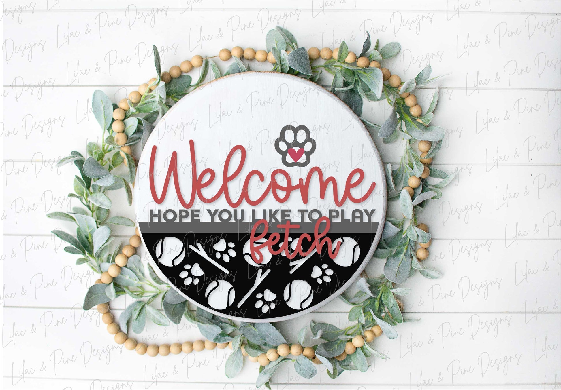 Hope you like dogs sign, Dog lover welcome sign SVG, fetch door hanger svg, front door decor, round wood sign, Glowforge Svg, laser cut file