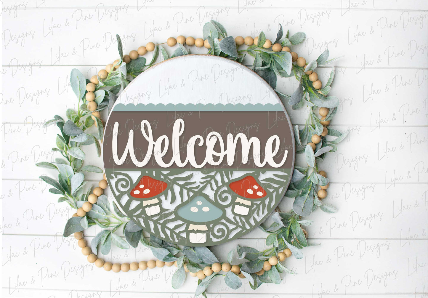 Mushroom door hanger SVG, woodland welcome sign SVG, Forest round sign svg, porch sign, mushroom decor, Glowforge cut file, laser SVG file