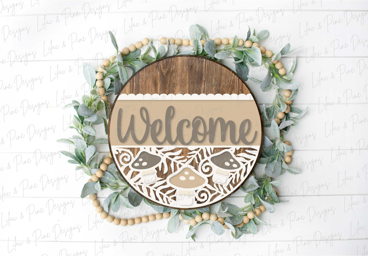 Mushroom door hanger SVG, woodland welcome sign SVG, Forest round sign svg, porch sign, mushroom decor, Glowforge cut file, laser SVG file