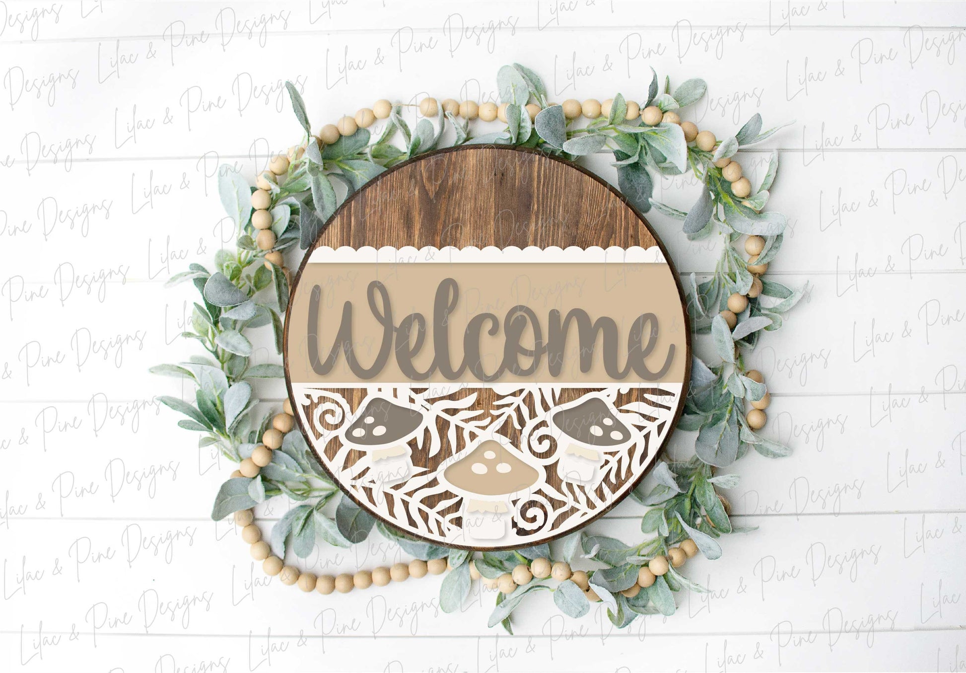 Mushroom door hanger SVG, woodland welcome sign SVG, Forest round sign svg, porch sign, mushroom decor, Glowforge cut file, laser SVG file