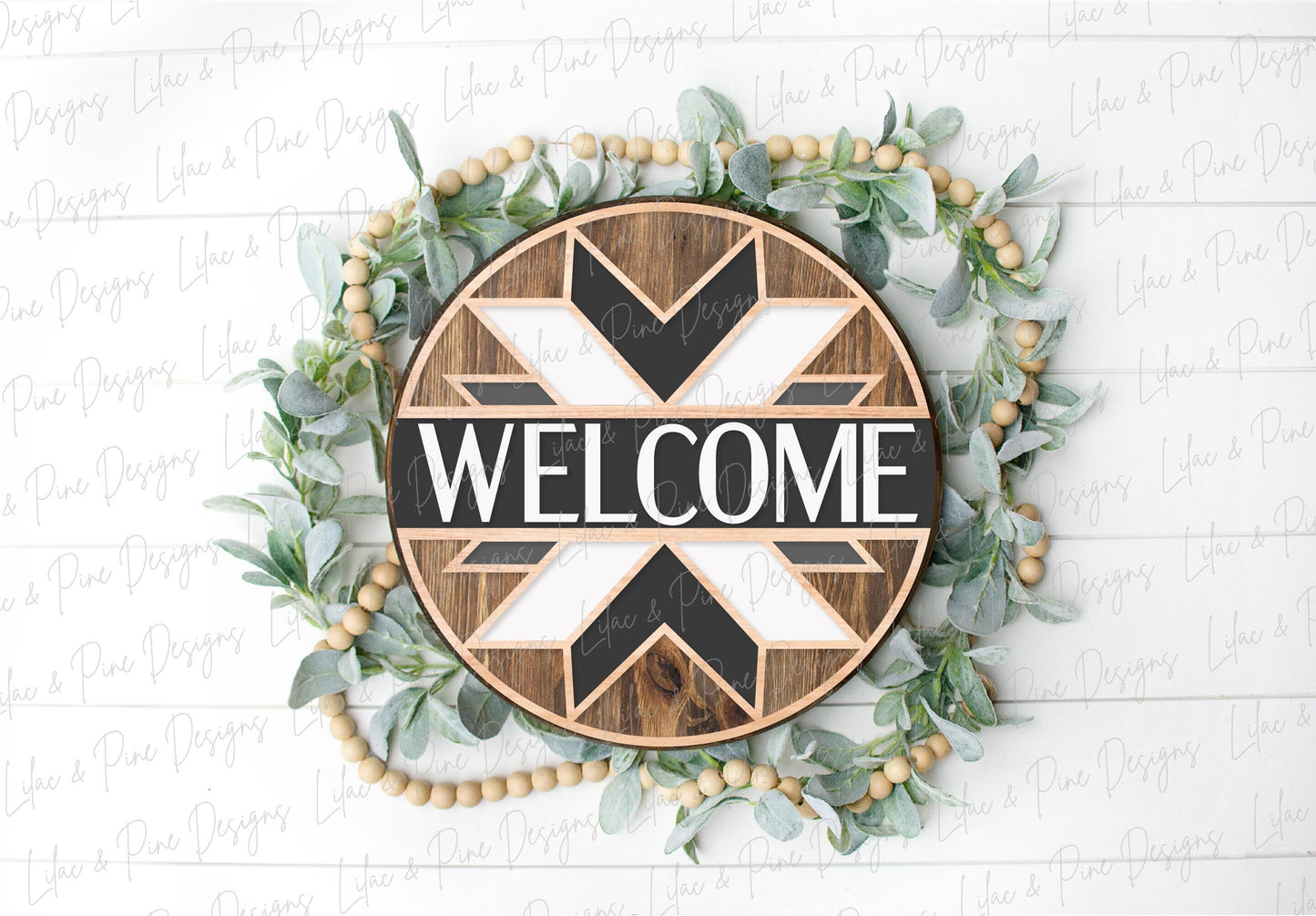 Welcome stained glass quilt round, quilt lover SVG, Welcome SVG, front door decor, round wood sign, name sign, Glowforge Svg, laser cut file