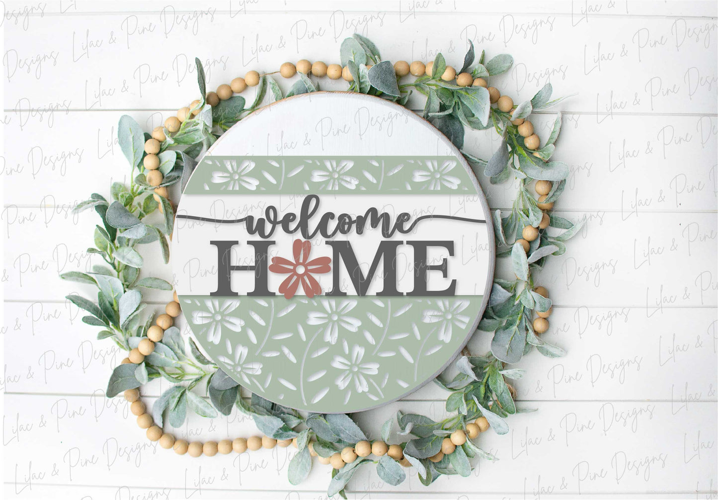 welcome home sign, floral welcome sign SVG, flower door hanger svg, round sign, summer svg, spring svg, Glowforge Svg, laser cut file