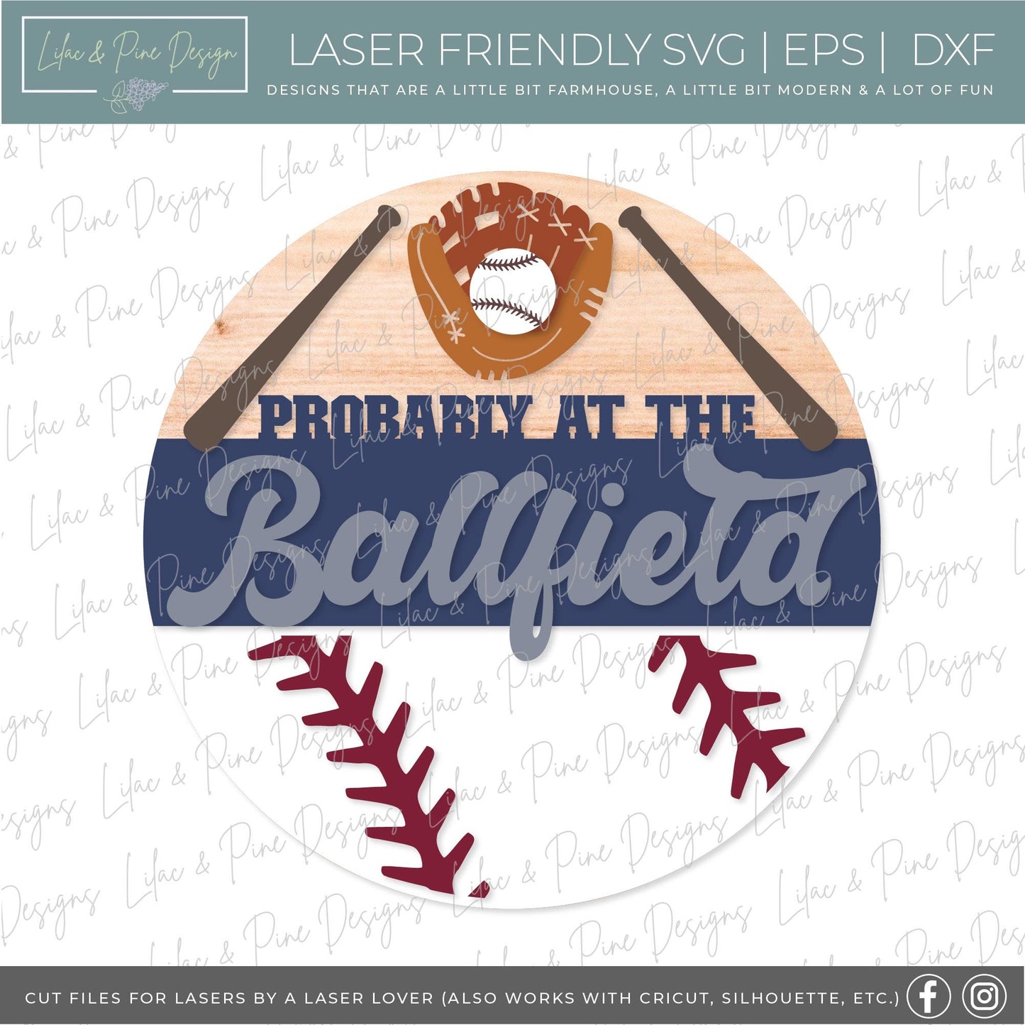 At the Ballfield sign SVG, Baseball welcome sign, Ball Field Door hanger SVG, baseball wall art, baseball mom, Glowforge SVG, laser cut file