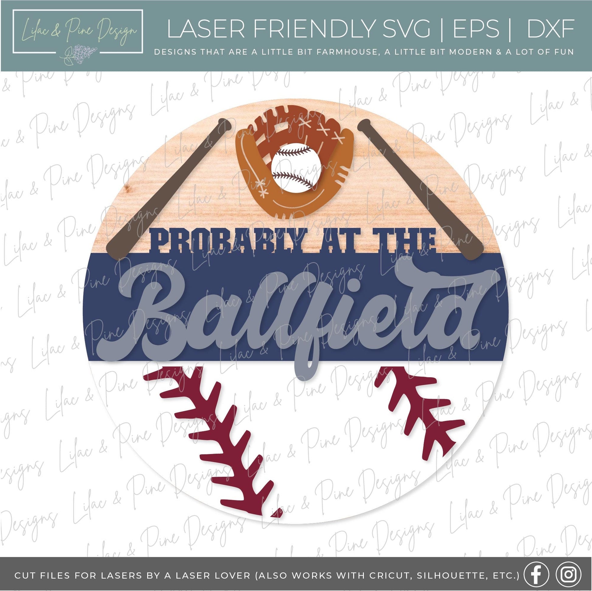 At the Ballfield sign SVG, Baseball welcome sign, Ball Field Door hanger SVG, baseball wall art, baseball mom, Glowforge SVG, laser cut file