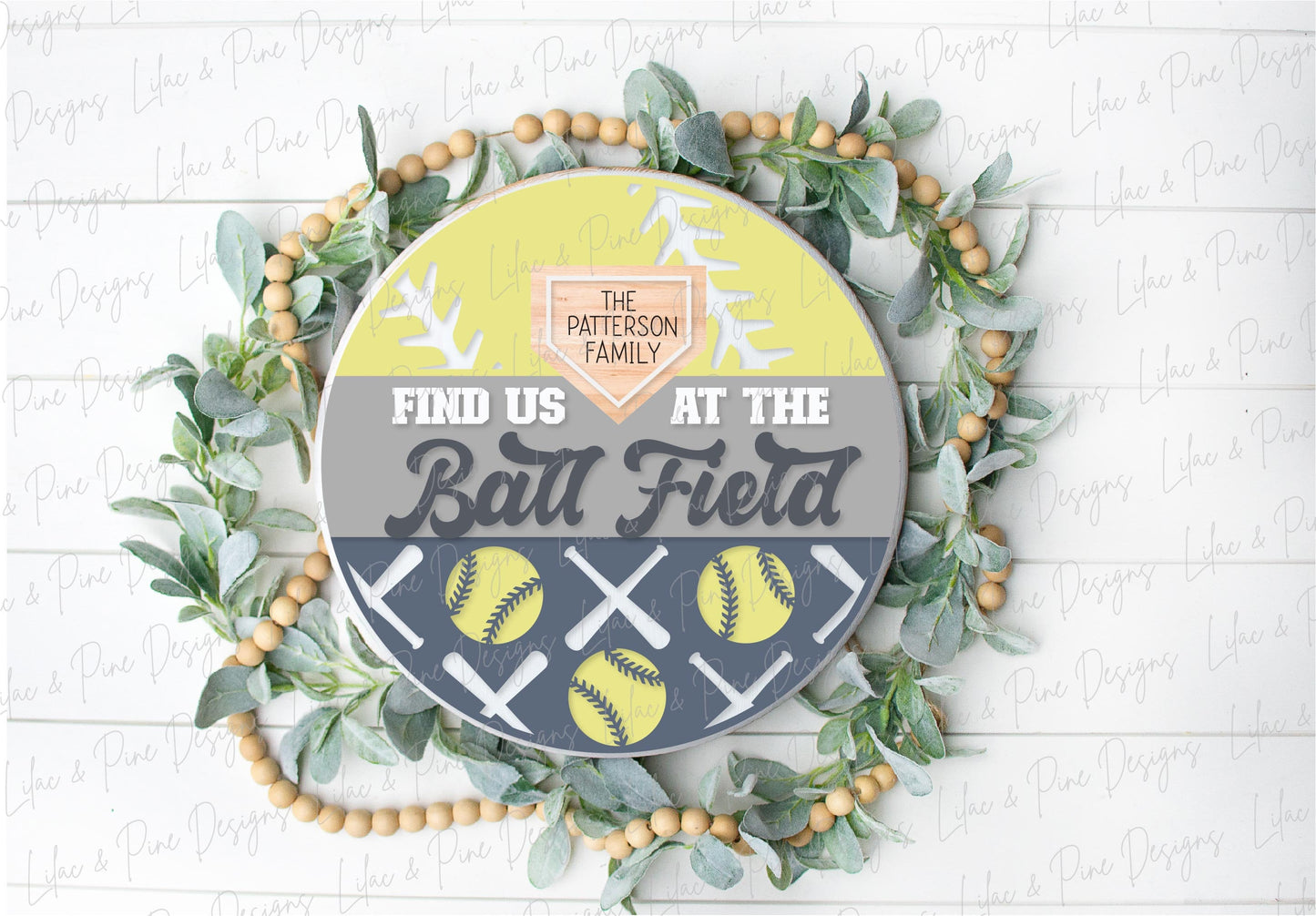 Find us at the ballfield sign SVG, Baseball welcome sign, Ball Field Door hanger SVG, baseball family sign, Glowforge SVG, laser cut file