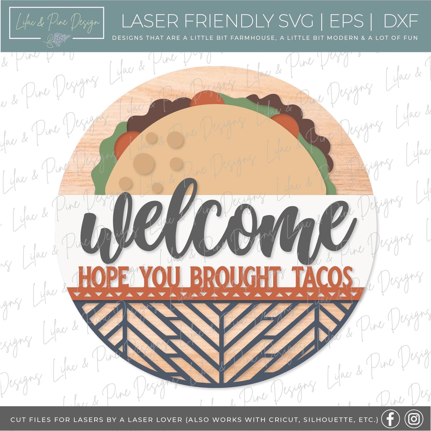 Taco welcome sign SVG, southwest style sign, Mexican food svg, cinco de mayo SVG, funny door hanger SVG, Glowforge Svg, laser cut file