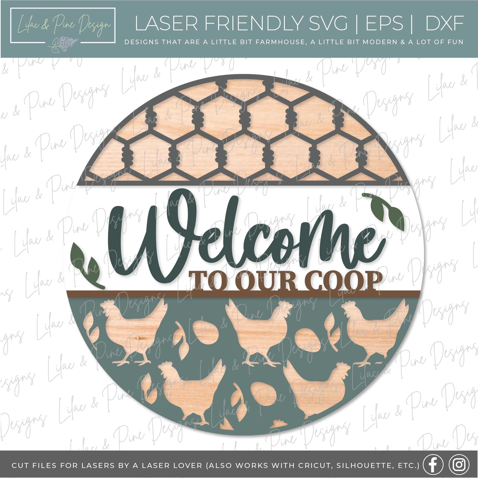 Chicken coop sign, welcome sign SVG, Chicken door hanger svg, farmhouse sign, farm life svg, farm animals svg, Glowforge Svg, laser cut file
