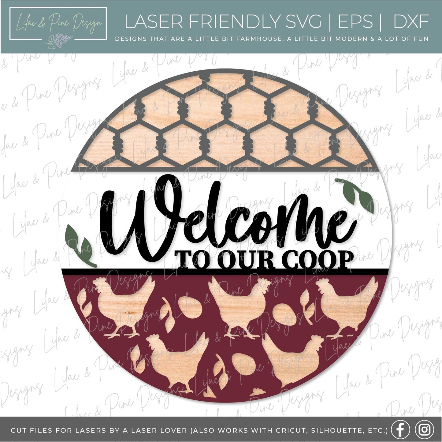 Chicken coop sign, welcome sign SVG, Chicken door hanger svg, farmhouse sign, farm life svg, farm animals svg, Glowforge Svg, laser cut file