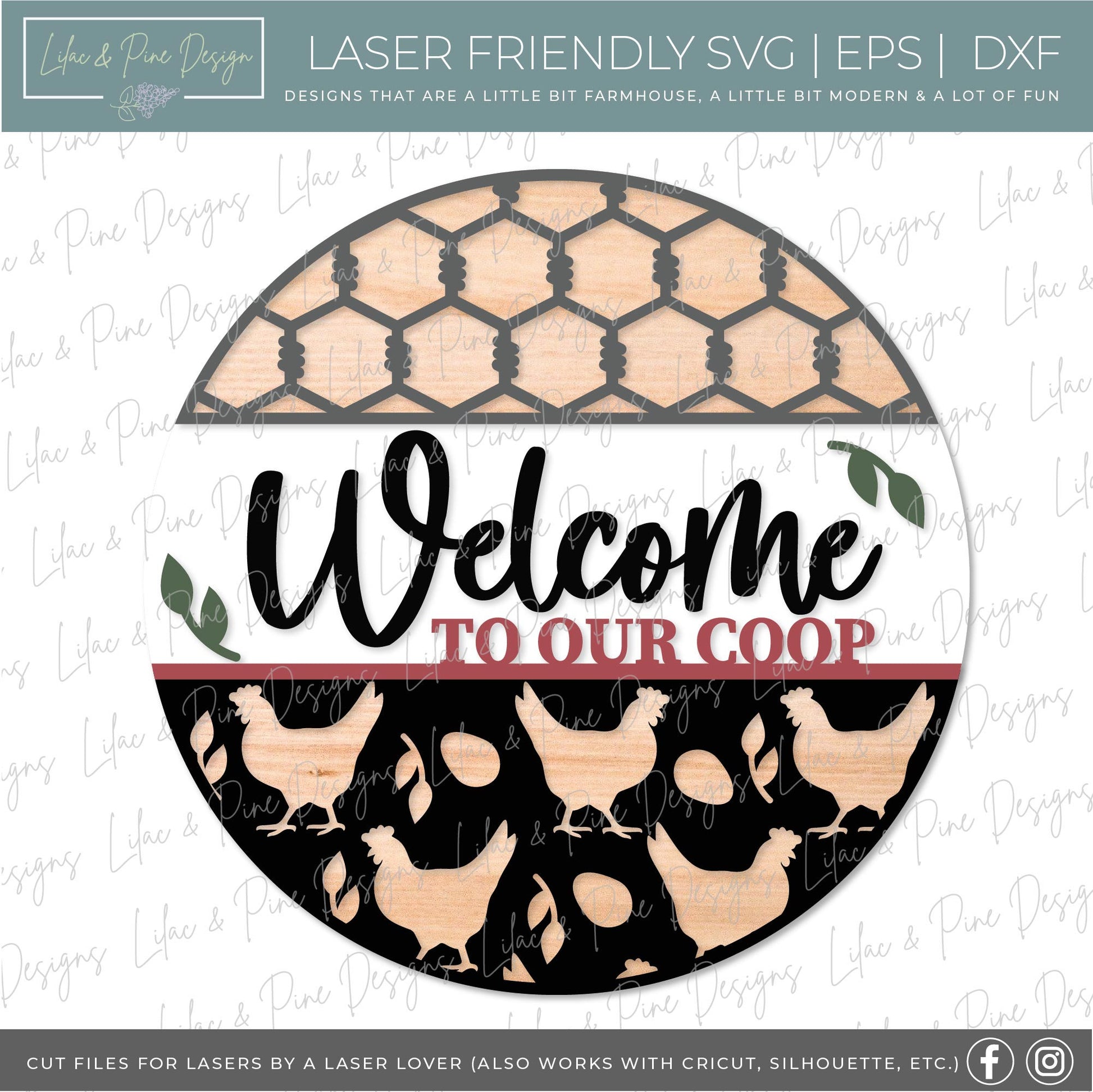 Chicken coop sign, welcome sign SVG, Chicken door hanger svg, farmhouse sign, farm life svg, farm animals svg, Glowforge Svg, laser cut file