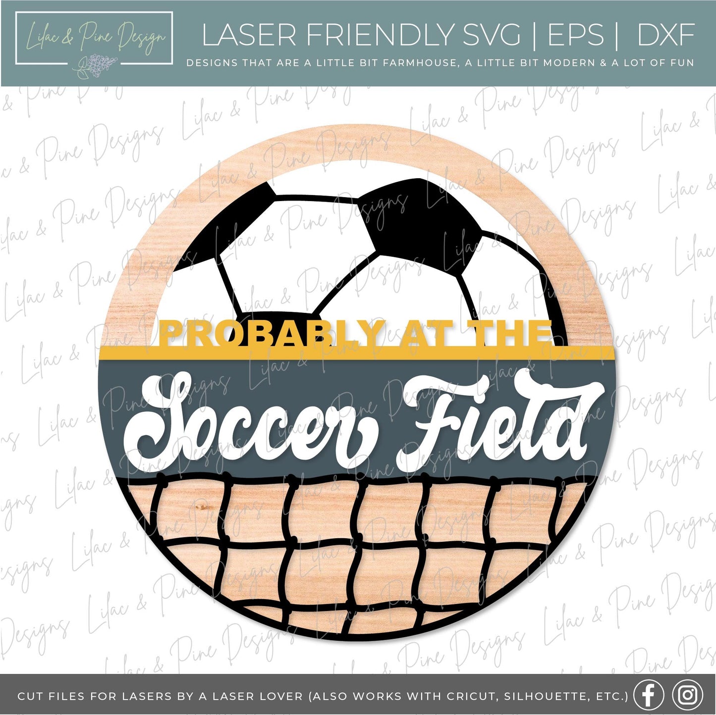 At the Soccer Field sign, soccer ball Door Hanger, soccer Welcome SVG, Soccer mom sign, Glowforge SVG, laser cut file