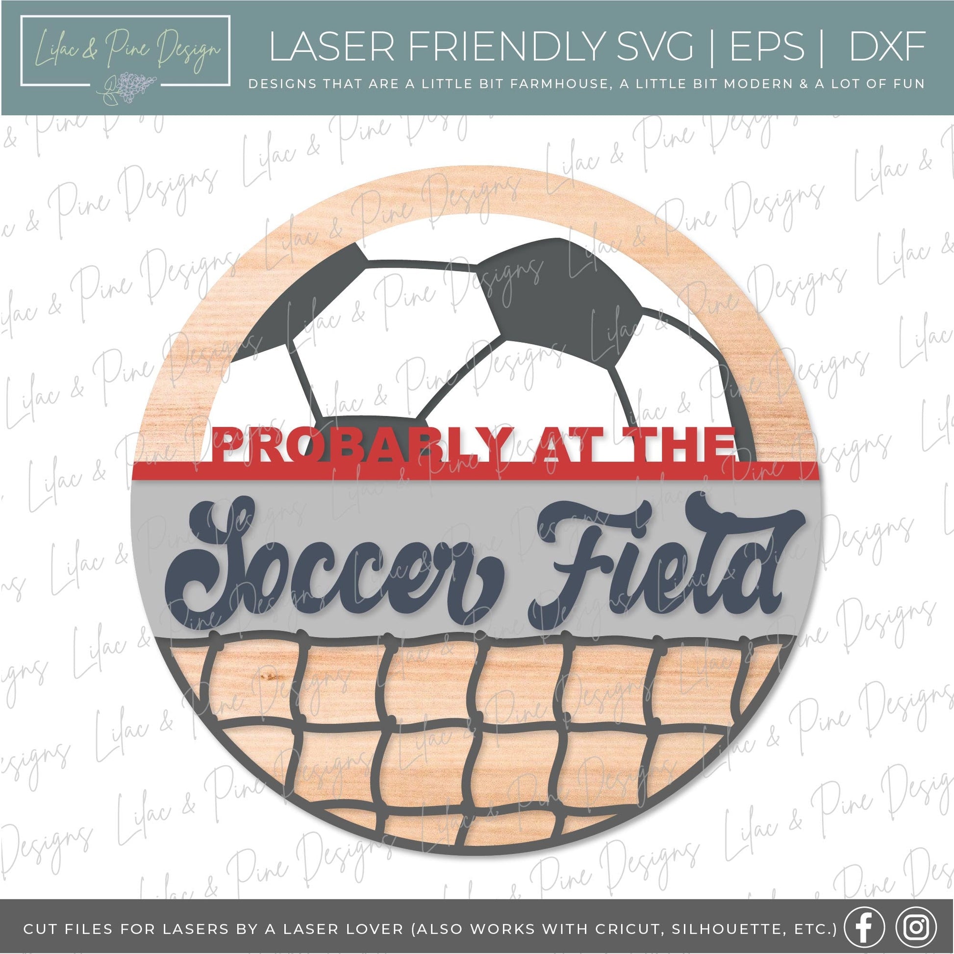 At the Soccer Field sign, soccer ball Door Hanger, soccer Welcome SVG, Soccer mom sign, Glowforge SVG, laser cut file