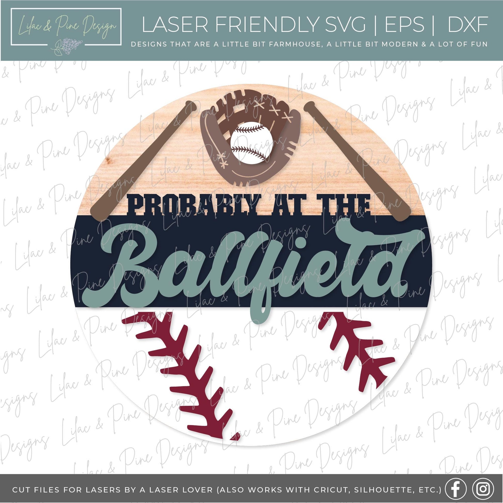 At the Ballfield sign SVG, Baseball welcome sign, Ball Field Door hanger SVG, baseball wall art, baseball mom, Glowforge SVG, laser cut file