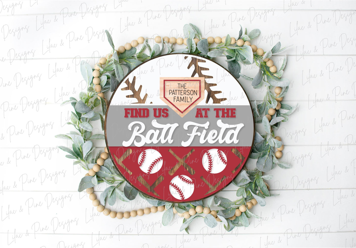 Find us at the ballfield sign SVG, Baseball welcome sign, Ball Field Door hanger SVG, baseball family sign, Glowforge SVG, laser cut file