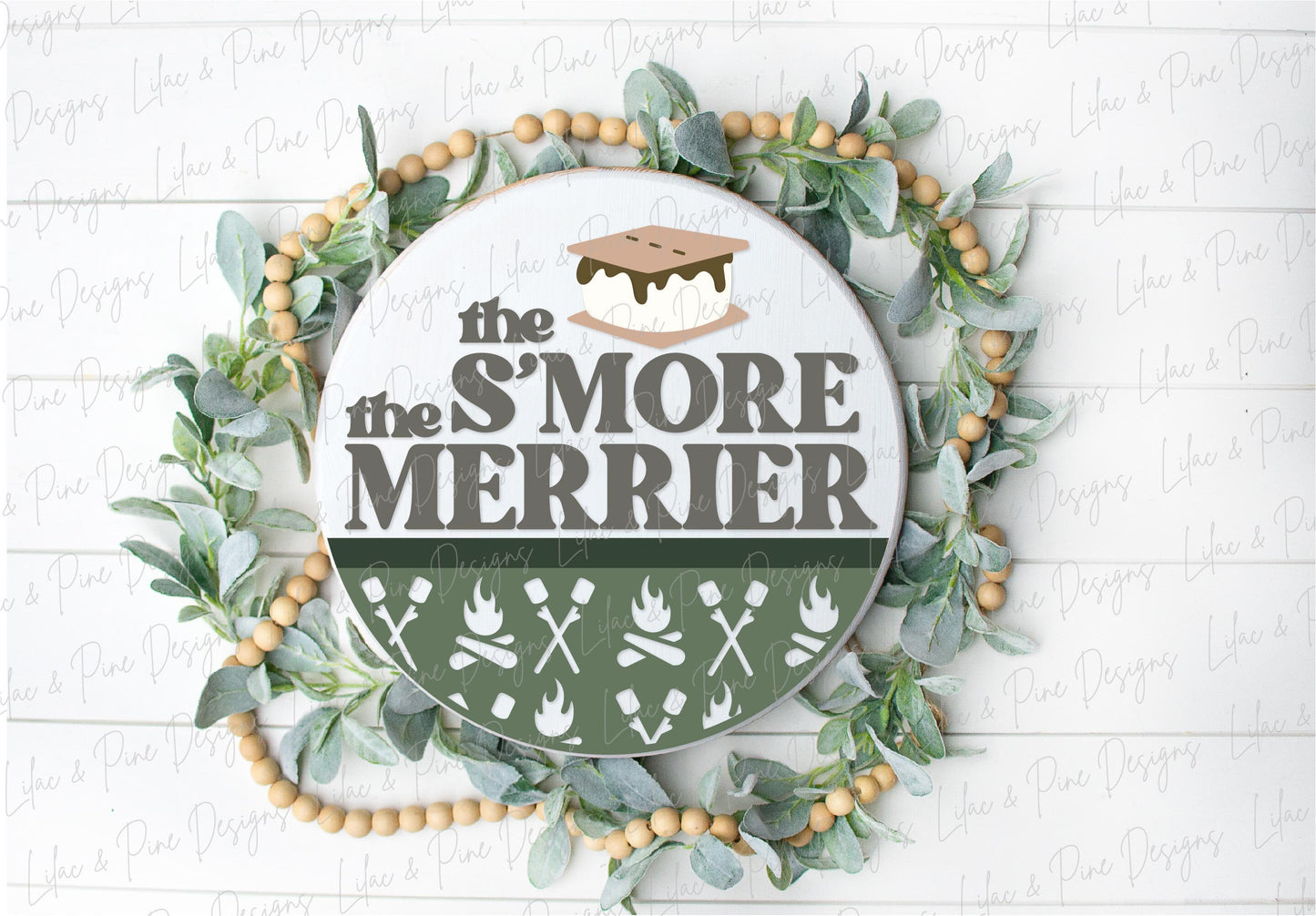 Smore the Merrier sign, Camping sign SVG, Campfire welcome sign, S'more door hanger, Funny round wood sign, Glowforge Svg, laser cut file