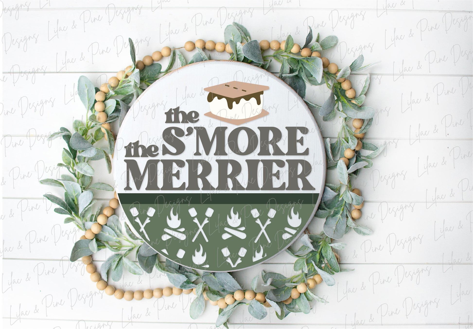 Smore the Merrier sign, Camping sign SVG, Campfire welcome sign, S'more door hanger, Funny round wood sign, Glowforge Svg, laser cut file
