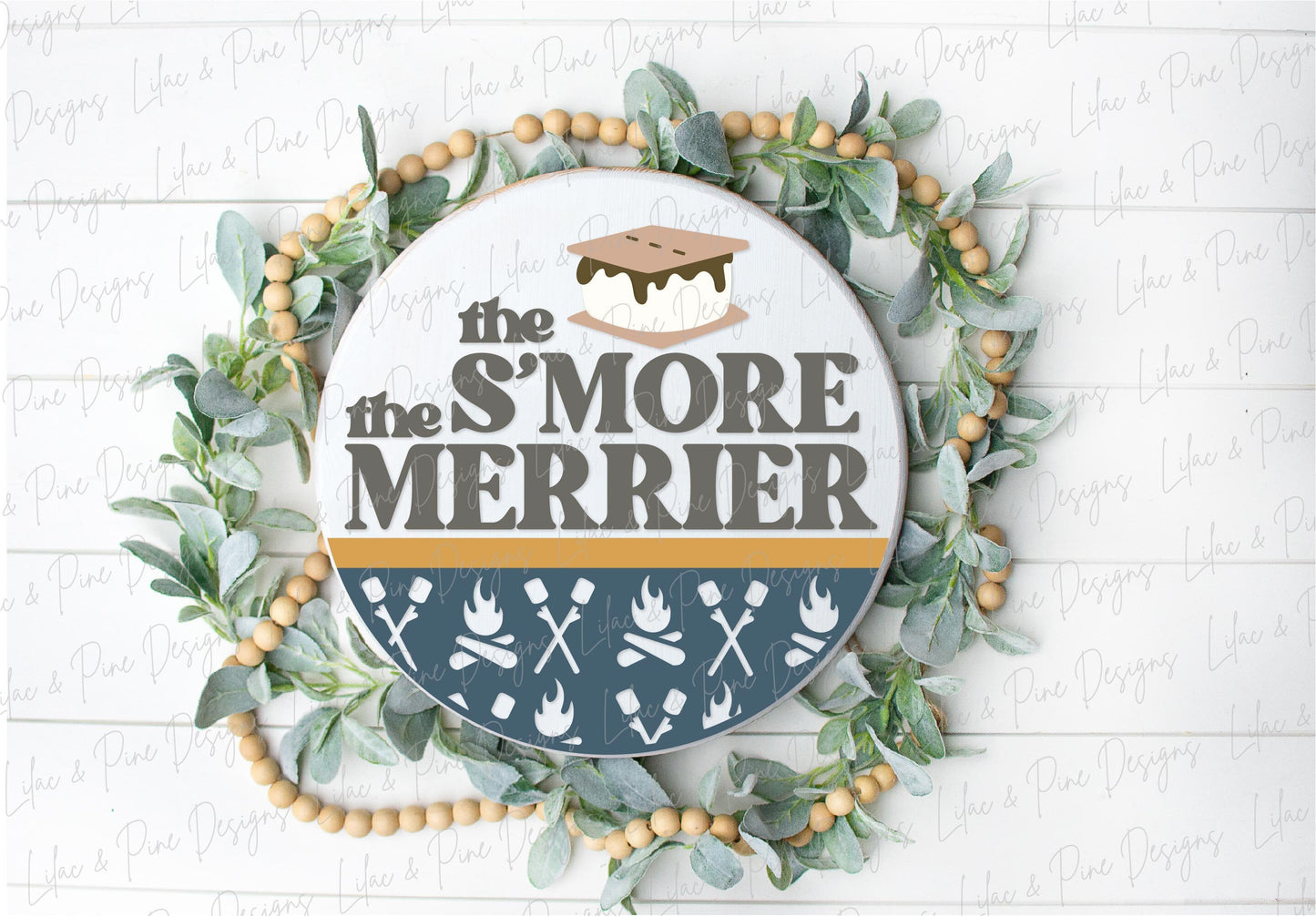 Smore the Merrier sign, Camping sign SVG, Campfire welcome sign, S'more door hanger, Funny round wood sign, Glowforge Svg, laser cut file