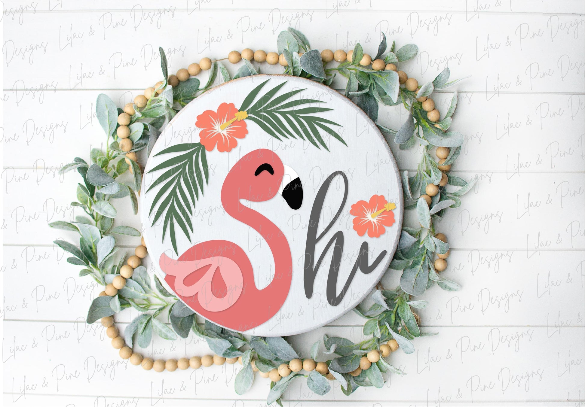 Flamingo door hanger SVG, Tropical summer door sign, Hibiscus flower porch decor, tropical floral door hanger, Glowforge SVG, laser cut file
