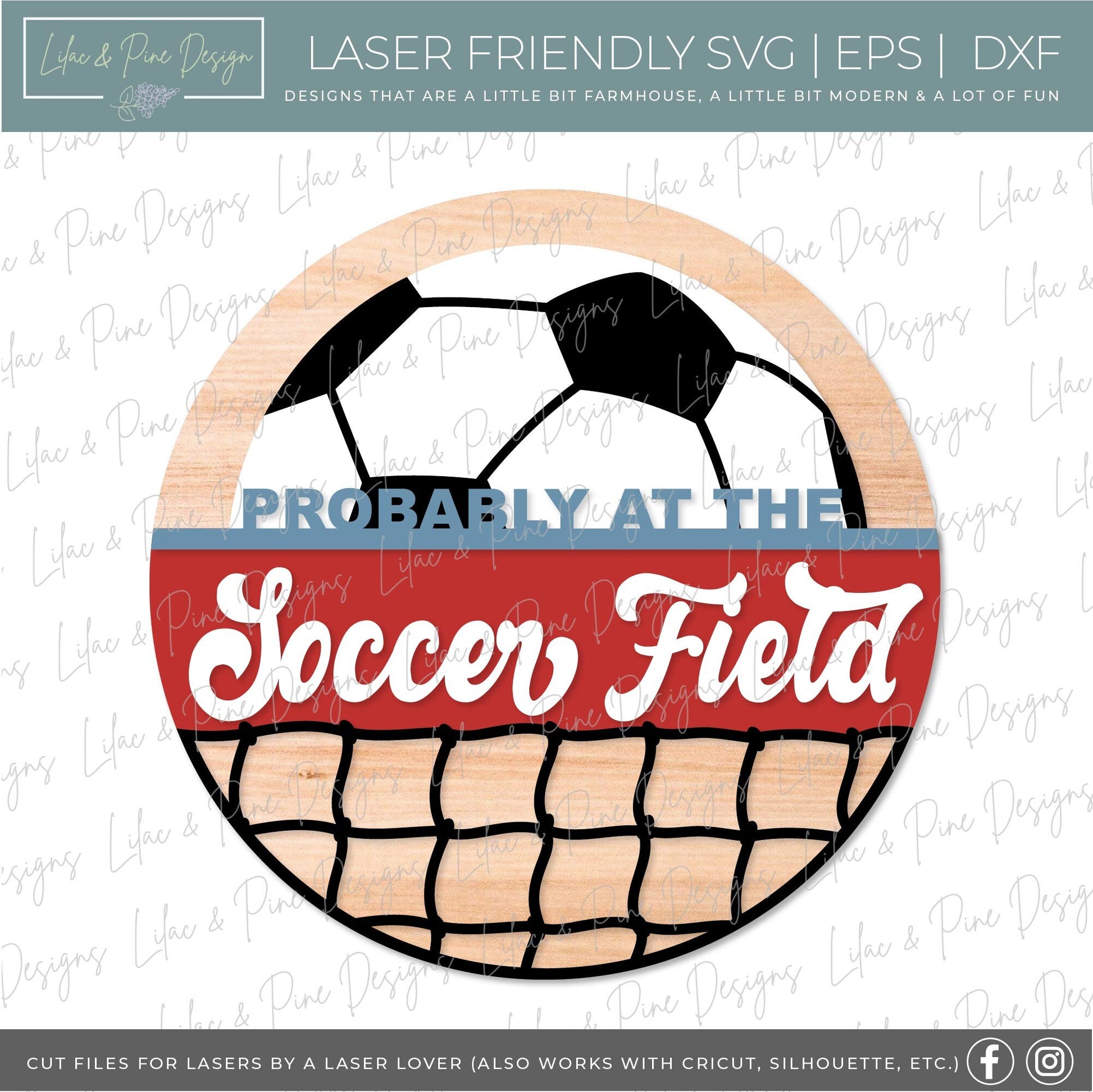 At the Soccer Field sign, soccer ball Door Hanger, soccer Welcome SVG, Soccer mom sign, Glowforge SVG, laser cut file