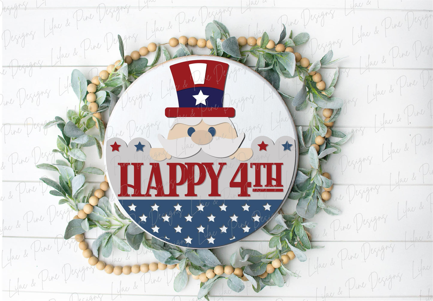 Uncle Sam door hanger SVG, Happy 4th of July welcome sign, Fourth of July decor, Patriotic round sign SVG, Glowforge SVG, laser cut file