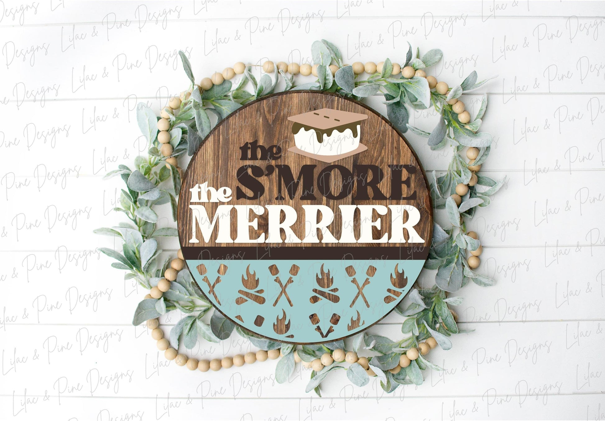 Smore the Merrier sign, Camping sign SVG, Campfire welcome sign, S'more door hanger, Funny round wood sign, Glowforge Svg, laser cut file