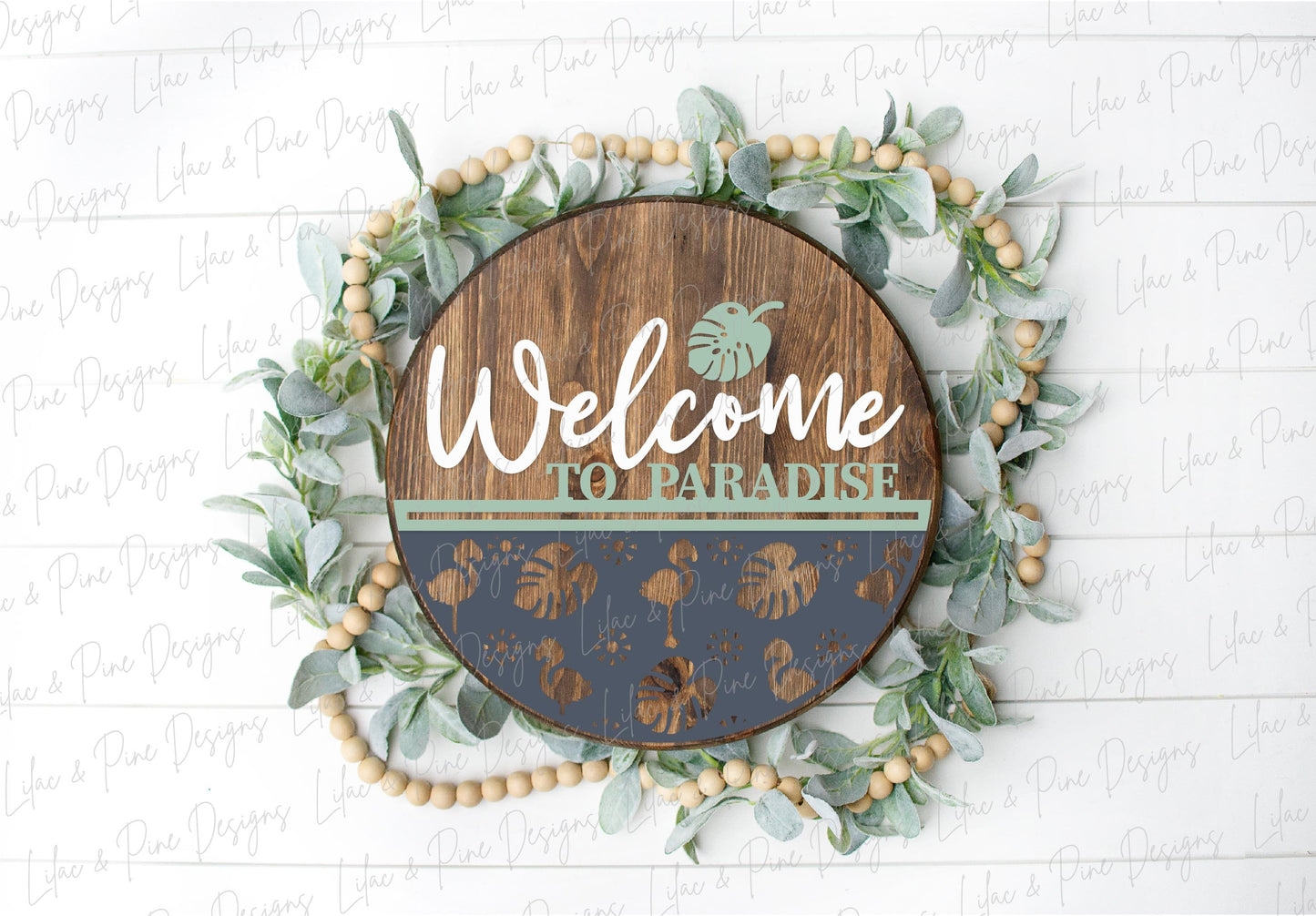 Flamingo door hanger SVG, Tropical summer door sign, Welcome to Paradise sign, tropical welcome sign svg, Glowforge SVG, laser cut file