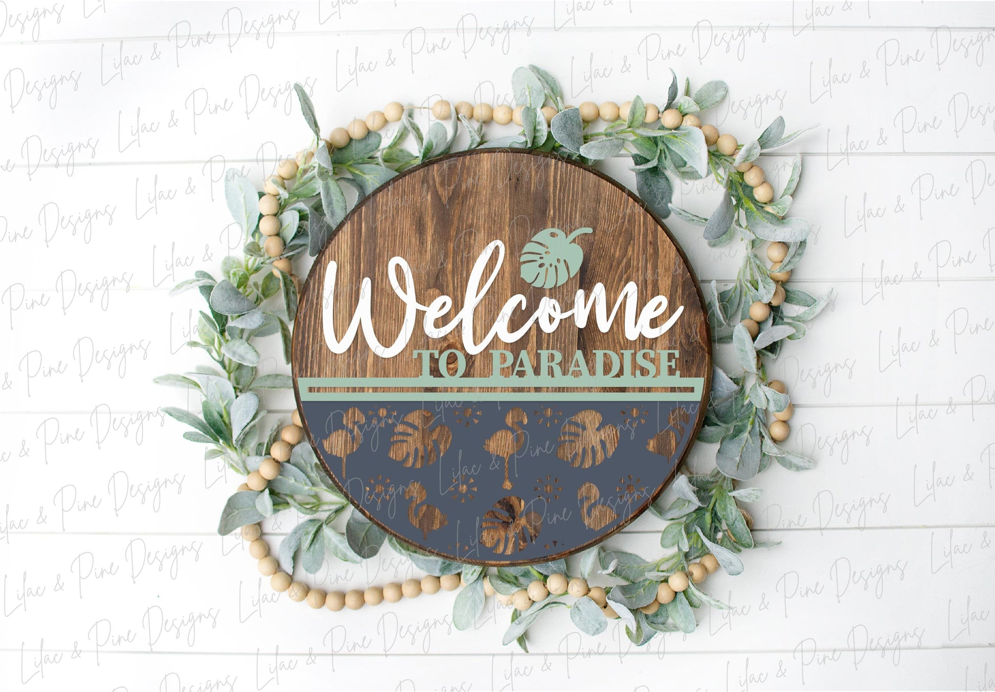Flamingo door hanger SVG, Tropical summer door sign, Welcome to Paradise sign,  tropical welcome sign svg, Glowforge SVG, laser cut file