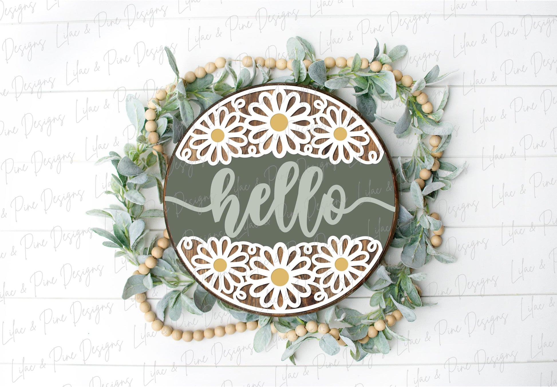 Daisy welcome sign SVG, Daisy hello, summer floral door hanger SVG, flower welcome sign, daisy porch decor, Glowforge SVG, laser cut file