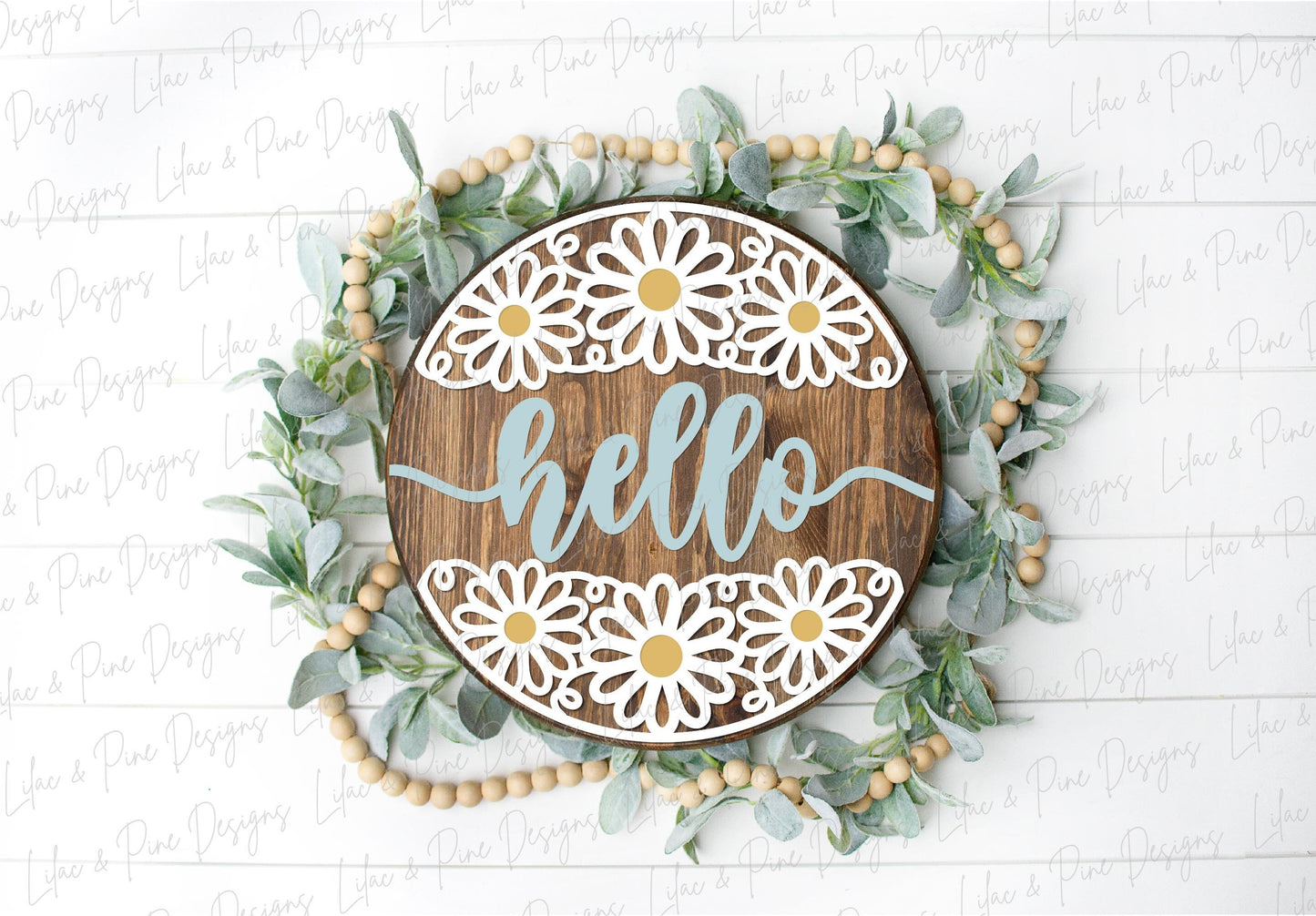 Daisy welcome sign SVG, Daisy hello, summer floral door hanger SVG, flower welcome sign, daisy porch decor, Glowforge SVG, laser cut file