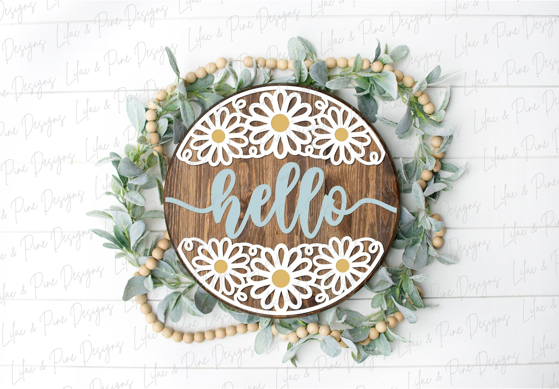 Daisy welcome sign SVG, Daisy hello, summer floral door hanger SVG, flower welcome sign, daisy porch decor, Glowforge SVG, laser cut file