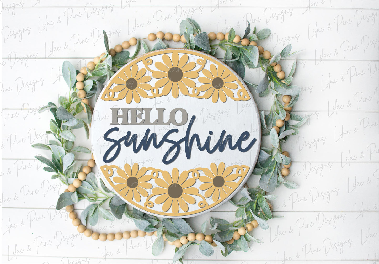 Daisy door hanger SVG, Hello sunshine, summer floral door hanger SVG, flower welcome sign, daisy porch decor, Glowforge SVG, laser cut file