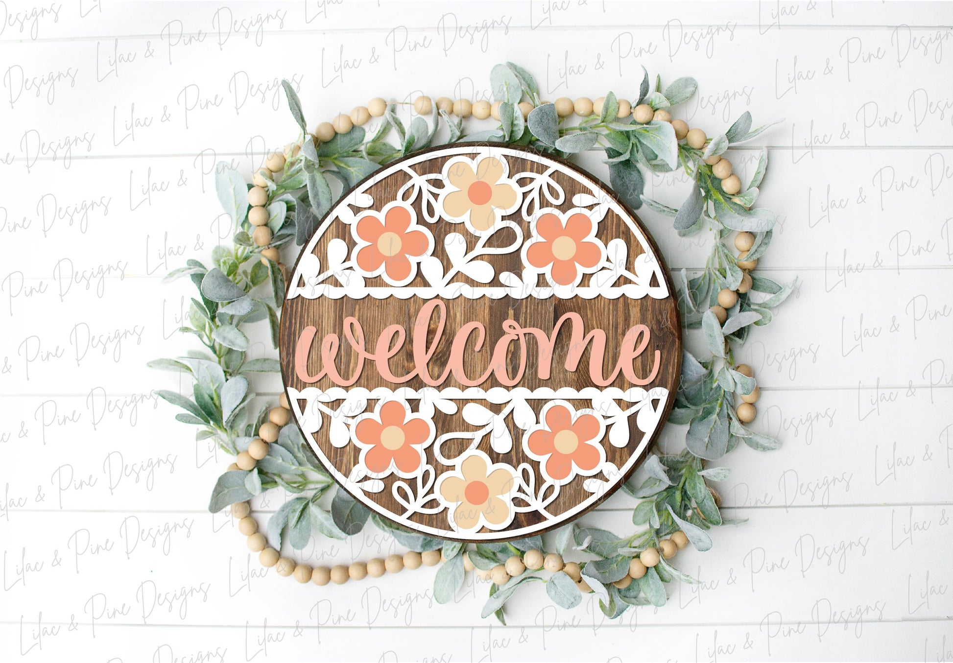 Daisy door hanger SVG, Floral welcome sign, summer door hanger SVG, flower welcome sign, daisy porch decor, Glowforge SVG, laser cut file