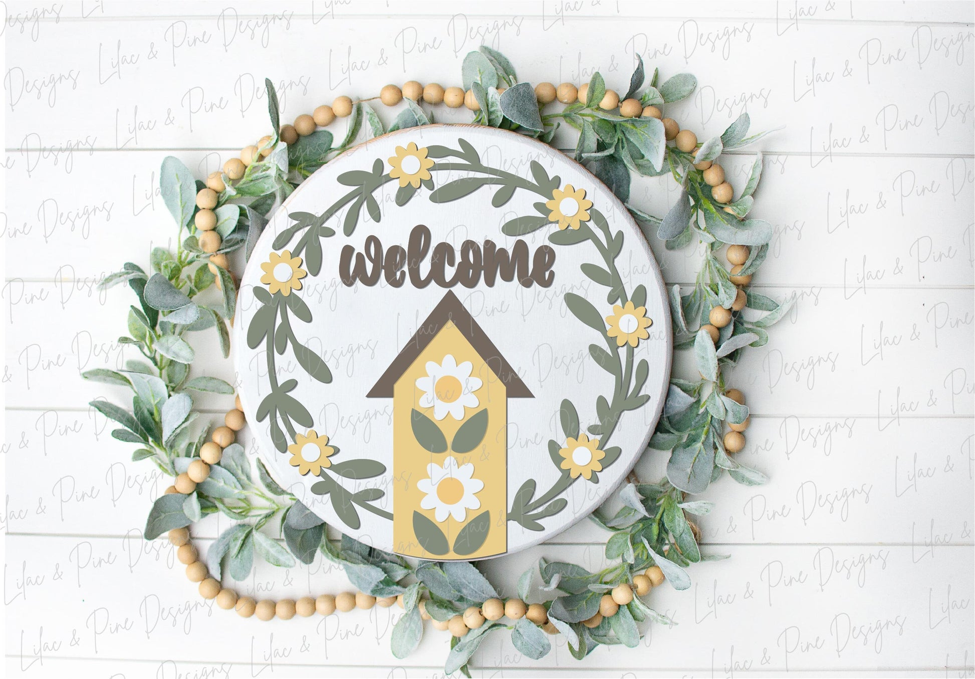 Daisy door hanger SVG, Bird house welcome sign,  Flower welcome sign, daisy porch decor, floral summer sign, Glowforge SVG, laser cut file