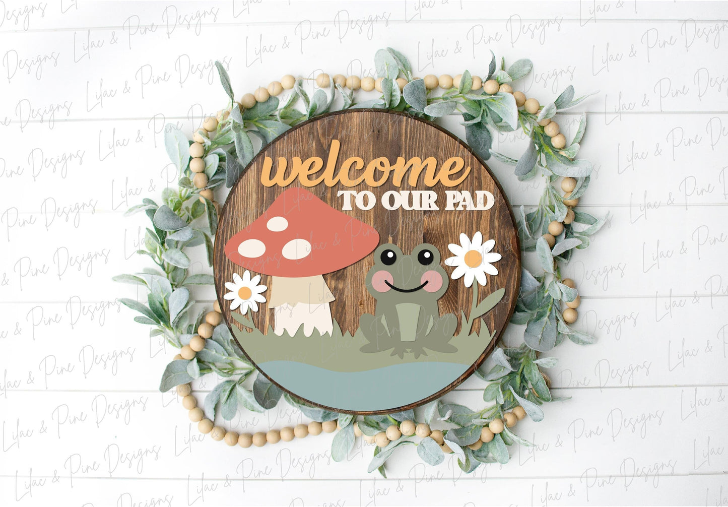 Frog welcome sign SVG, Mushroom door hanger svg, Welcome to our Pad sign, summer sign, Daisy welcome sign, Glowforge Svg, laser cut file