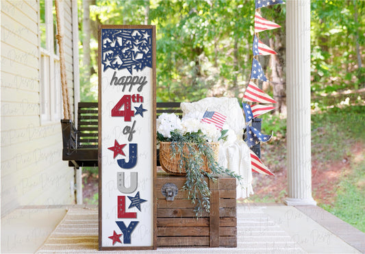Patriotic Welcome sign, July 4th porch leaner SVG, happy 4th of July SVG, Independence Day porch sign, Glowforge Svg, laser cut file