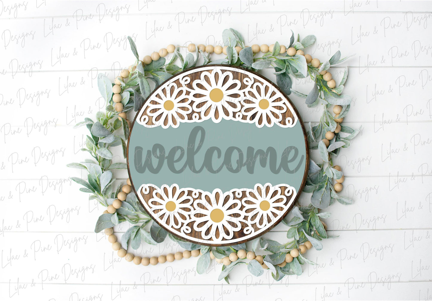 Daisy welcome sign SVG, Daisy hello, summer floral door hanger SVG, flower welcome sign, daisy porch decor, Glowforge SVG, laser cut file