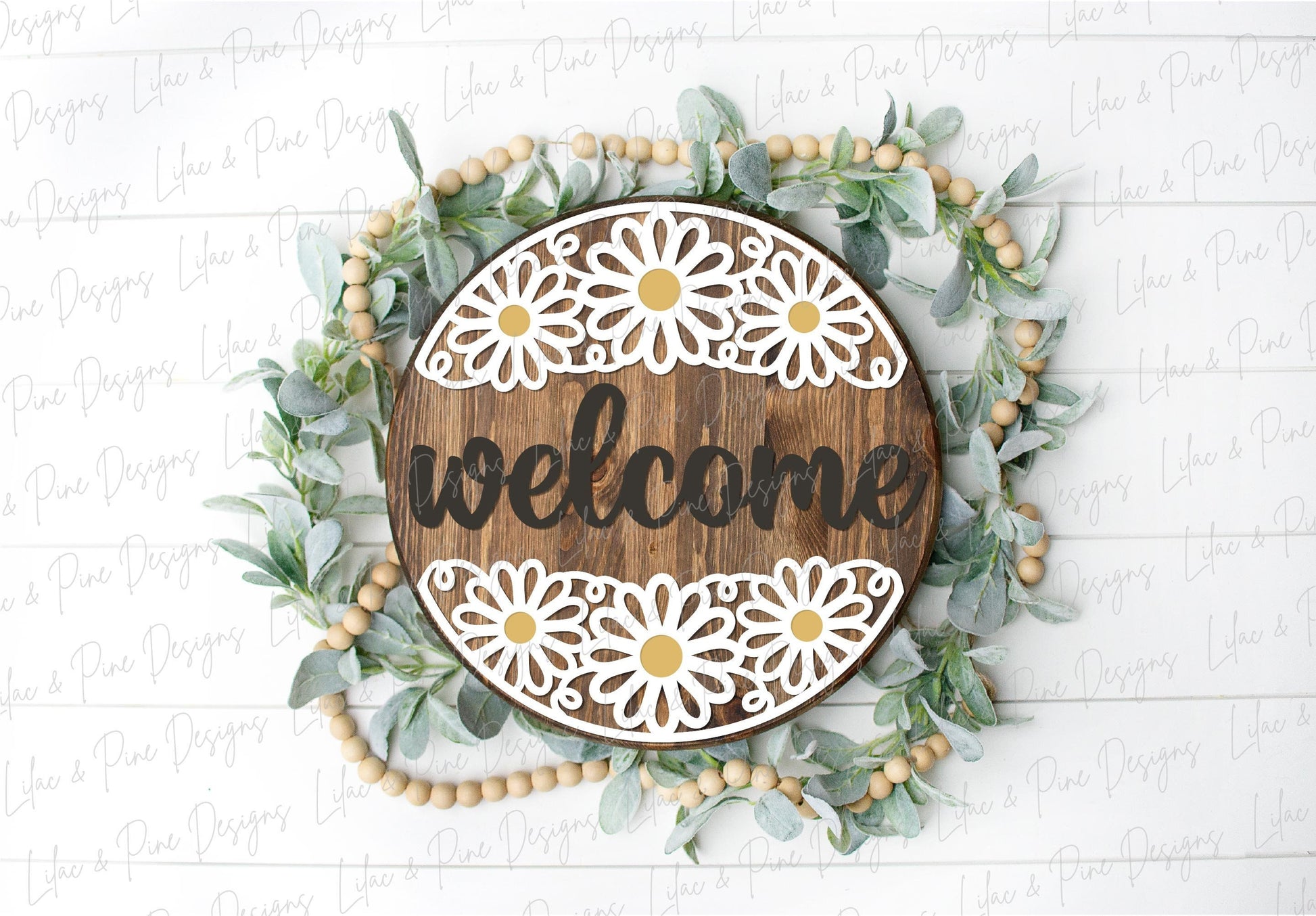 Daisy welcome sign SVG, Daisy hello, summer floral door hanger SVG, flower welcome sign, daisy porch decor, Glowforge SVG, laser cut file