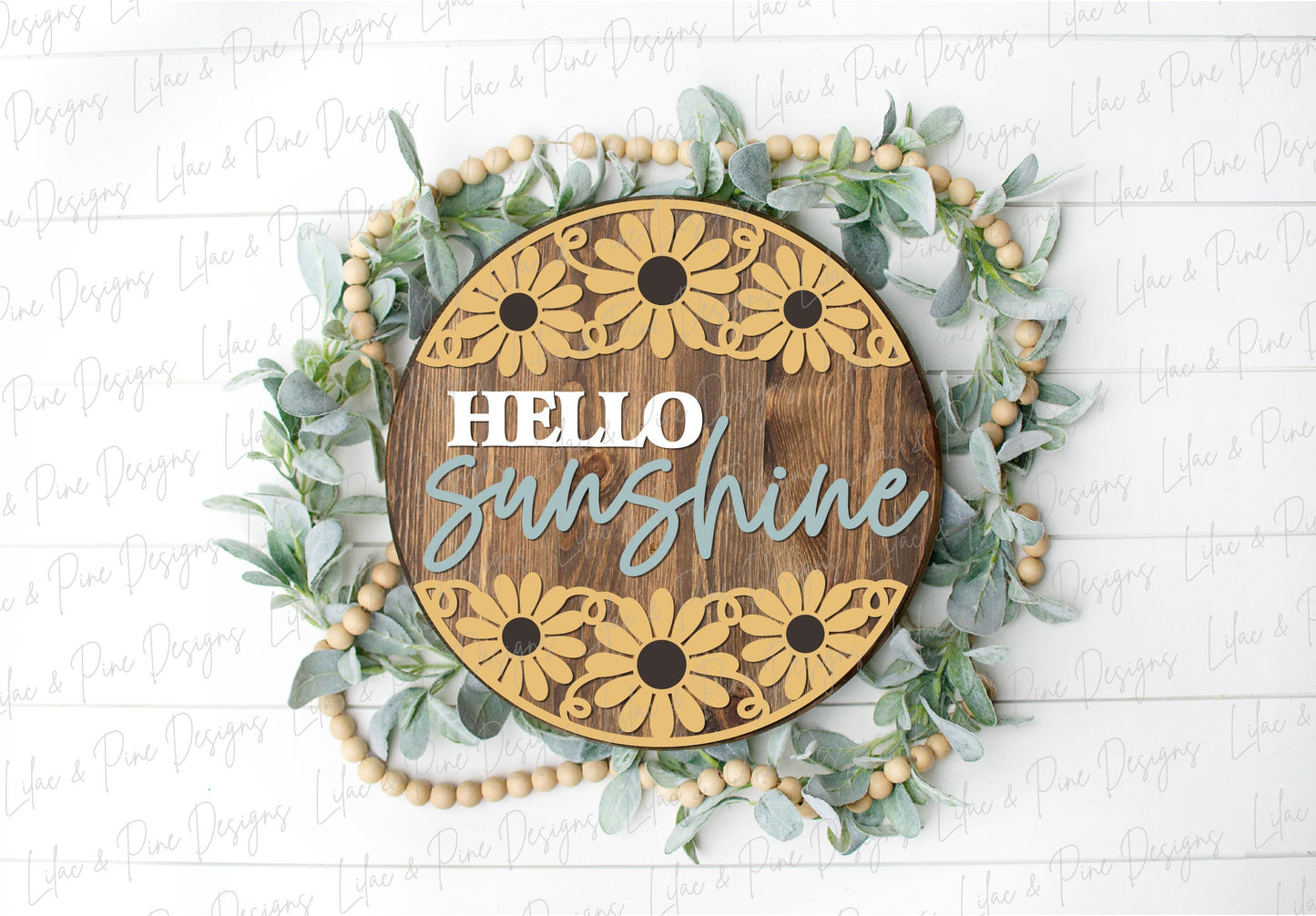 Daisy door hanger SVG, Hello sunshine, summer floral door hanger SVG, flower welcome sign, daisy porch decor, Glowforge SVG, laser cut file