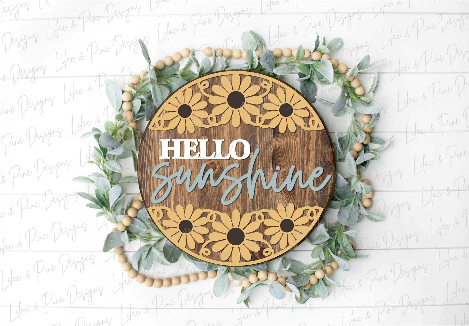 Daisy door hanger SVG, Hello sunshine, summer floral door hanger SVG, flower welcome sign, daisy porch decor, Glowforge SVG, laser cut file