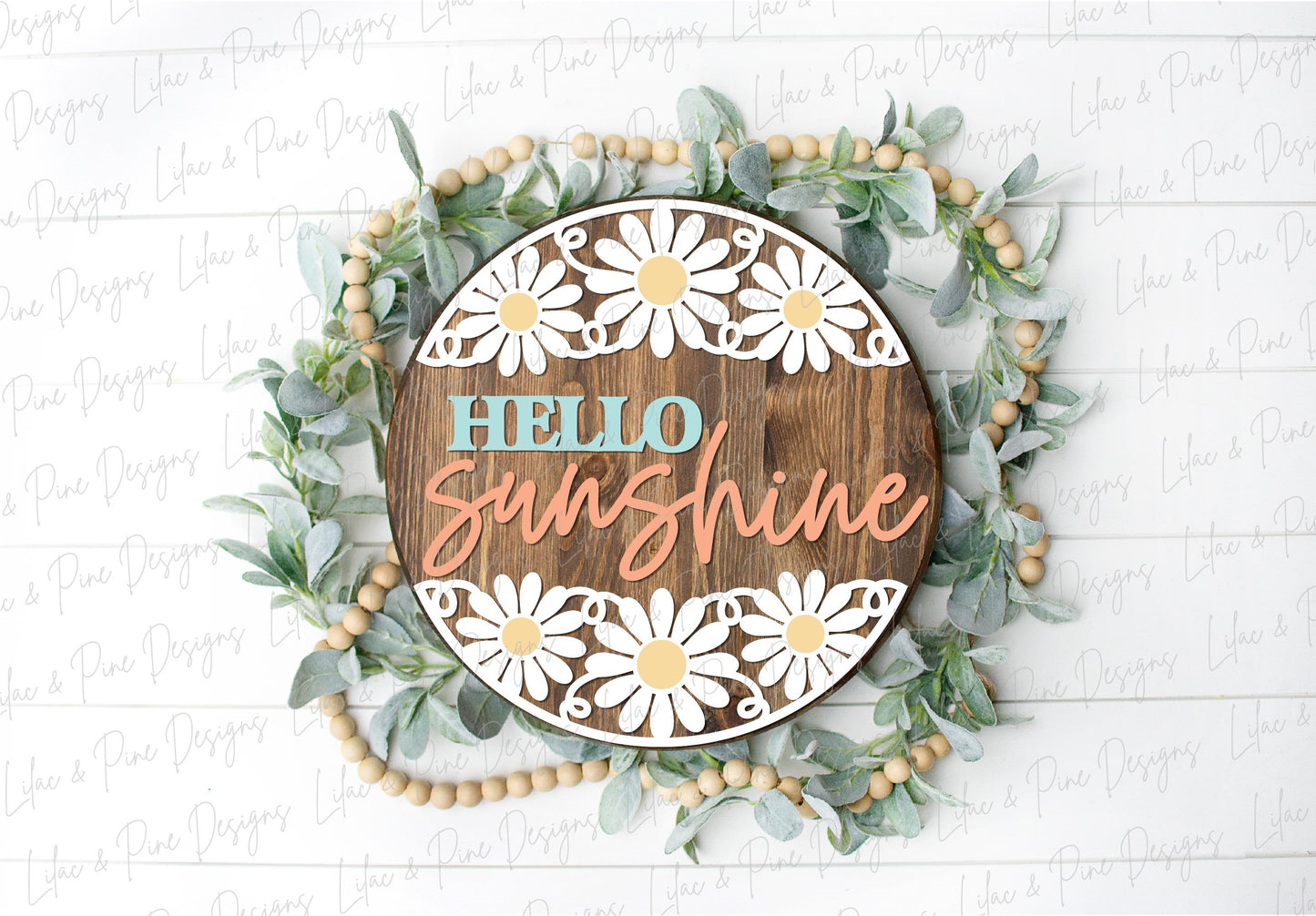 Daisy door hanger SVG, Hello sunshine, summer floral door hanger SVG, flower welcome sign, daisy porch decor, Glowforge SVG, laser cut file